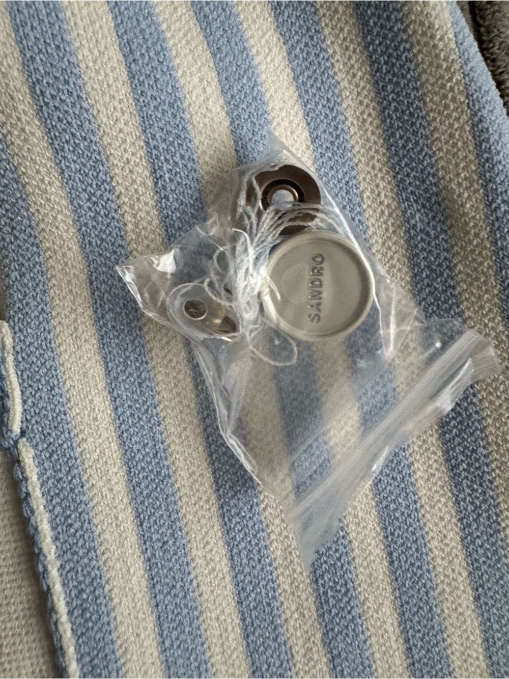 NWT Sandro size 42 Blue and Cream white Striped Mini Skirt with Patch Pockets - Picture 8 of 13